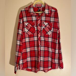 BKE Red Plaid Button-Down Shirt